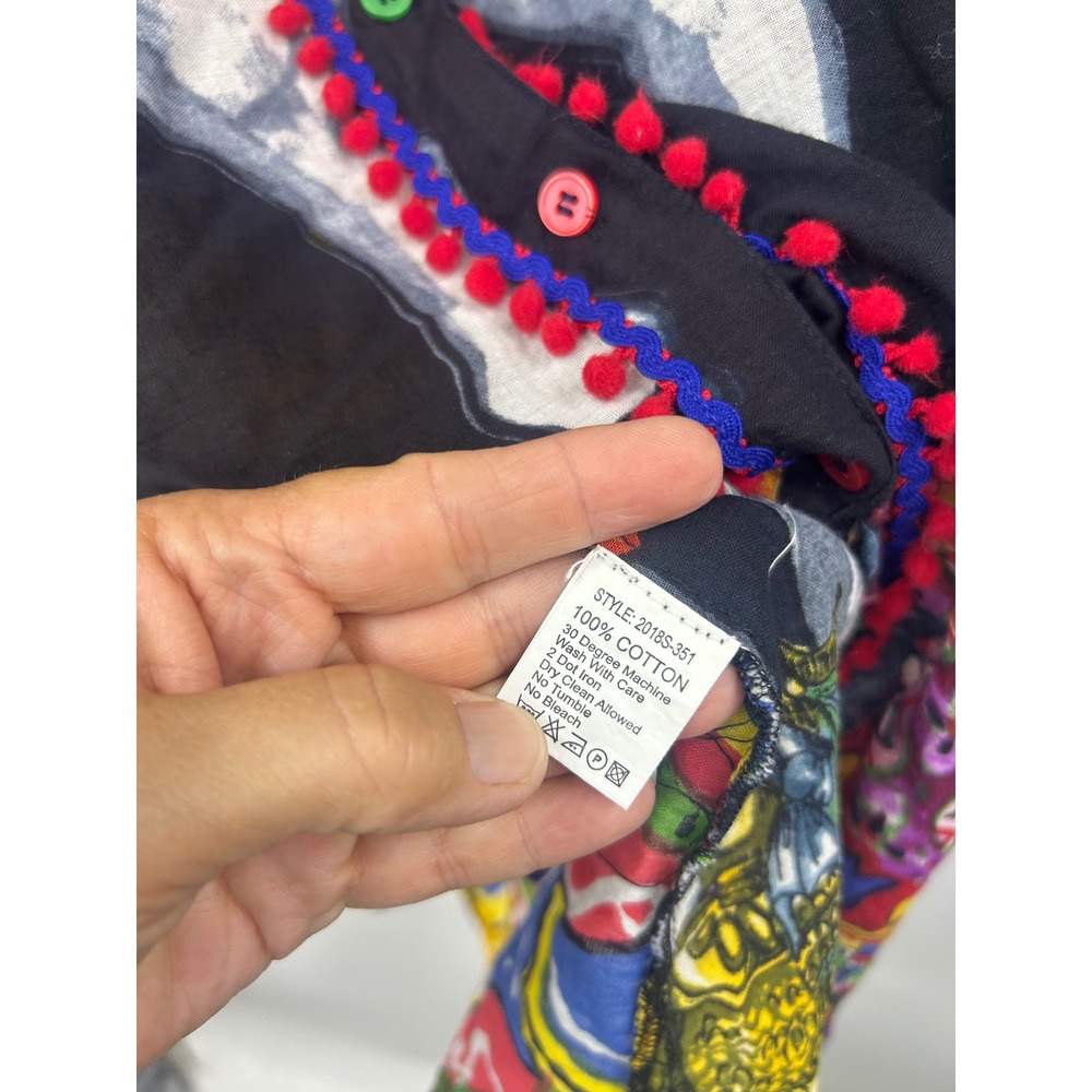 Antica Sartoria Giacomo Cinque Tunic Dress Sicilian Print Beaded Size XL - Picture 4 of 7